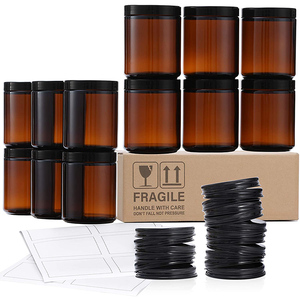 4oz 8oz 16oz Wide Mouth Clear Amber Food Container Glass Jar