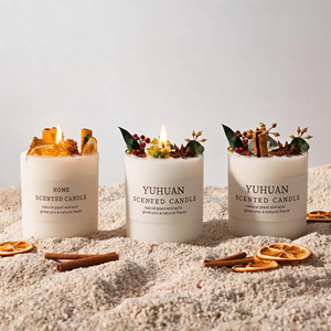 Luxury Botanical Scented Soy Wax Candle Dried Orange Cinnamon Rustic Home Decor Handmade Glass Jar Easter Ramadan Father's Day