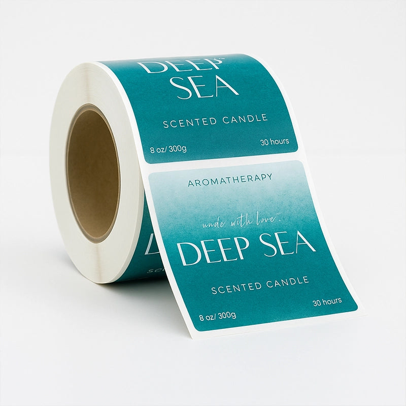 Custom candle label artwork and branding studio for corporate identity