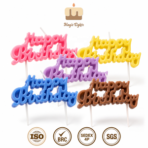 Luxury 3D Artistic Script Happy Birthday Birthday Candles Elegant Hand-painted Cake Toppers