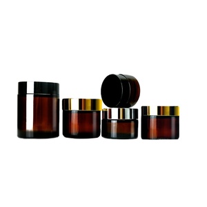 20ml 30ml 50ml Amber Glass Jar With Gold Silver Black Lid