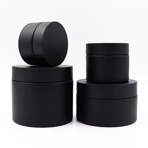Matte Black Empty Wide Mouth Plastic Jars PET Plastic Cream Jar With Black Lids