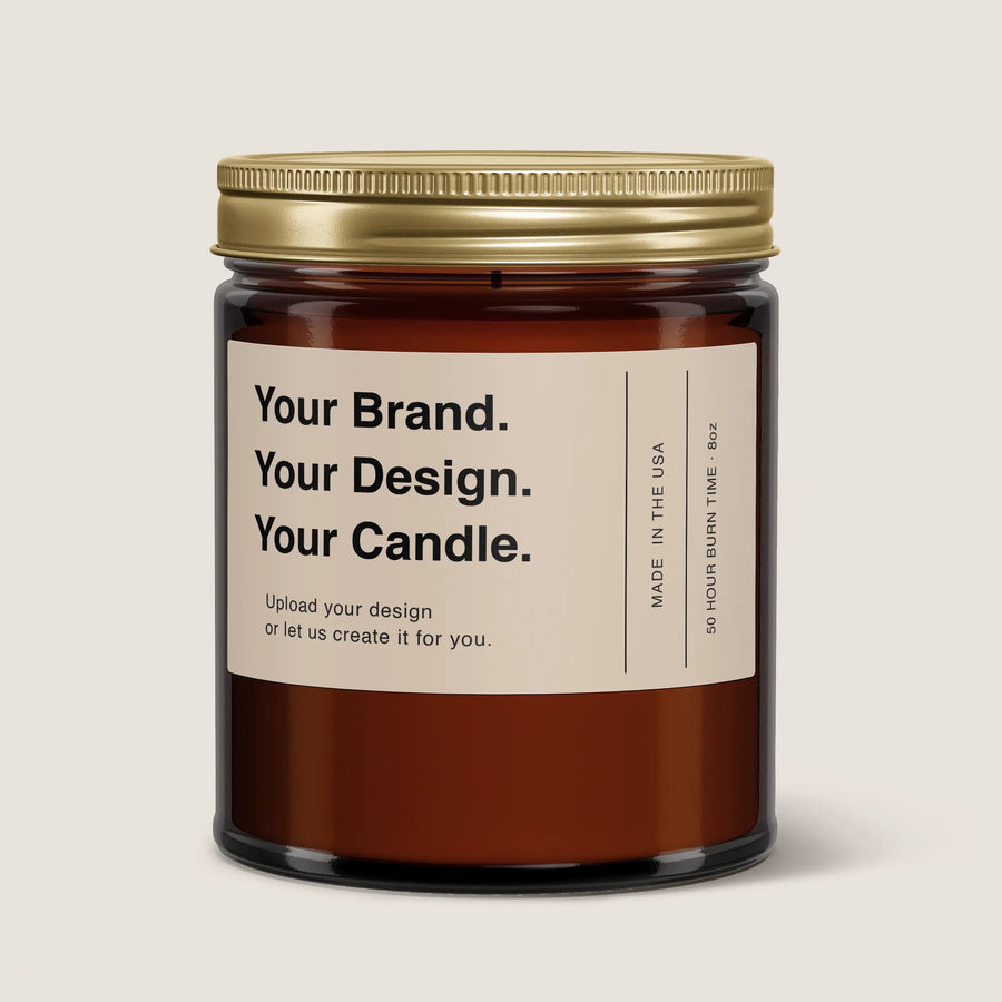 Corporate gifting custom candle 8 oz amber glass jar