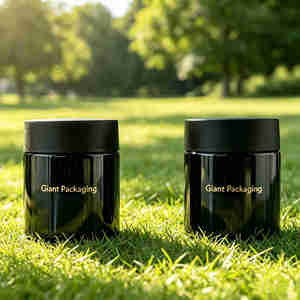 Matte Black UV Glass Jars Child Resistant Lids Smell Proof Dark Frosted Storage Jars
