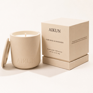 Aikun OEM Exquisite Gift Box Private Label Aromatherapy Candle air Freshing Deodorizing Ceramic Scented Candle