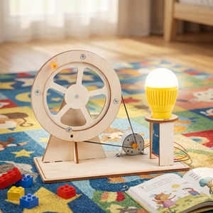 Wooden Hand Crank Generator DIY Science Kit