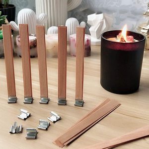 Wood Candle Wick Natural Cherry Wood Crackling Smokeless Pre Tabbed Custom Size
