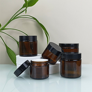 Amber Jars Wide Mouth Cosmetic Brown Glass Jars With Lids