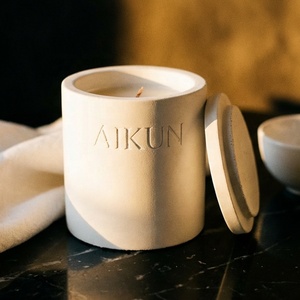 AIKUN Frosted Ceramic Soy Wax Custom Logo OEM Scented Candles For Luxury Home Spa