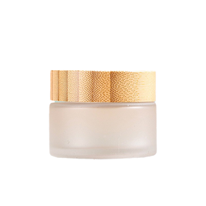Frosted Glass Jar Bamboo Wooden Plastic Lid Empty Matted Cream Glass Jar