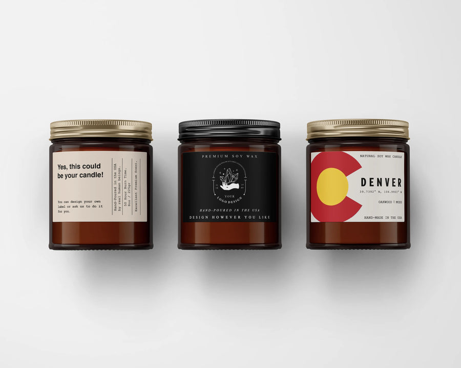 Custom candle label design service for corporate gifting projects